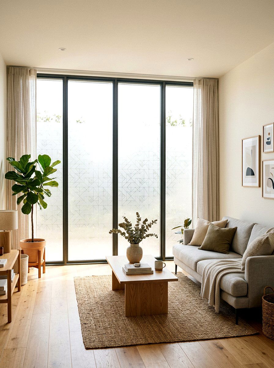 Frosted Window Privacy Film - 30 renter friendly living room ideas