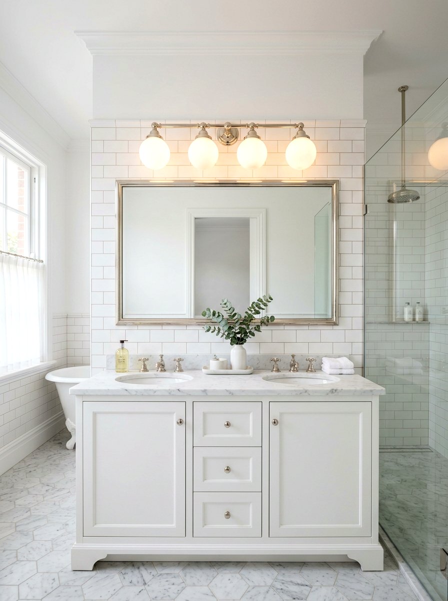 Frosted glass bathroom light - 30 circadian bathroom lighting ideas