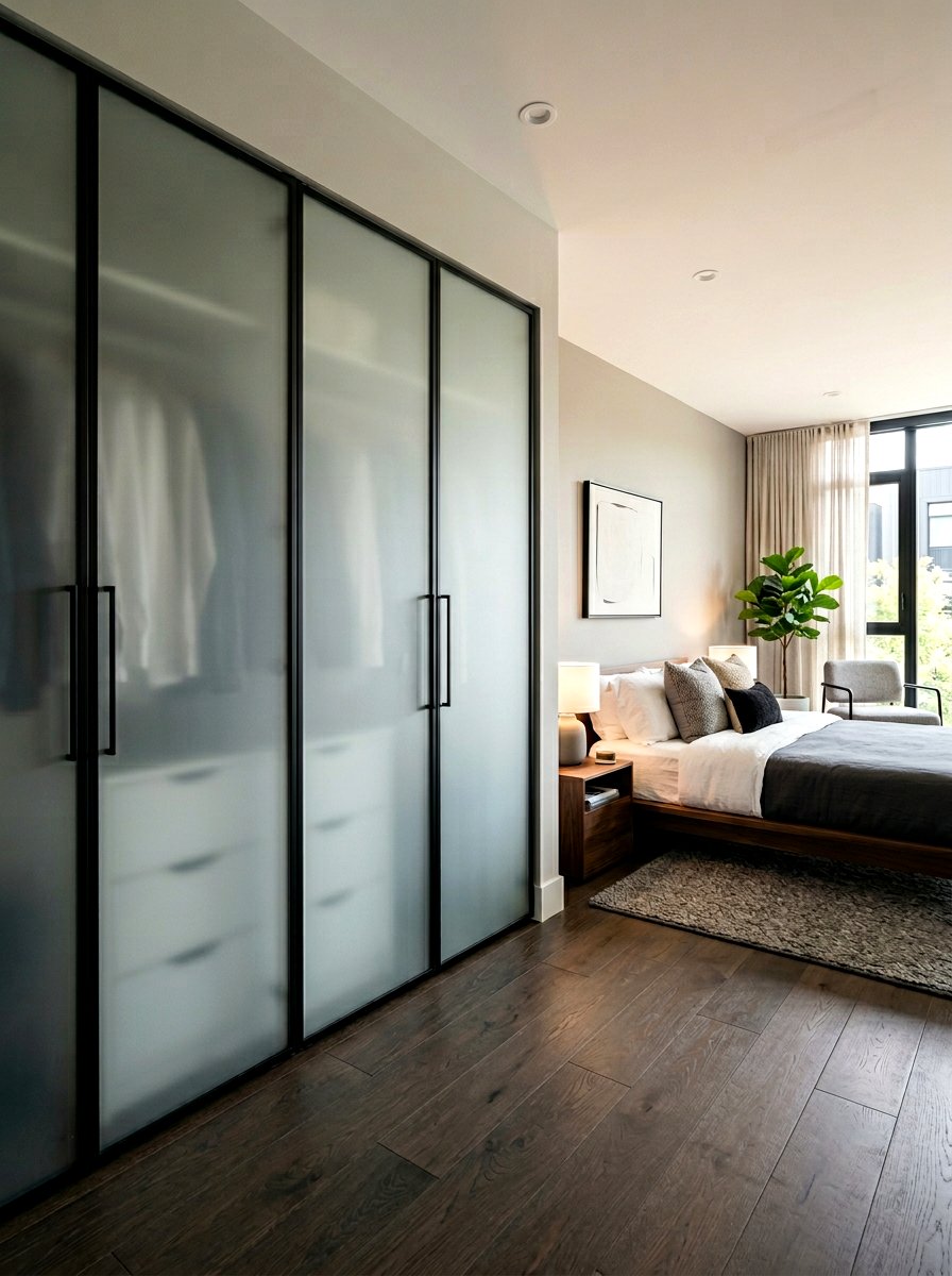 Frosted glass closet doors - 30 bedroom closet door ideas