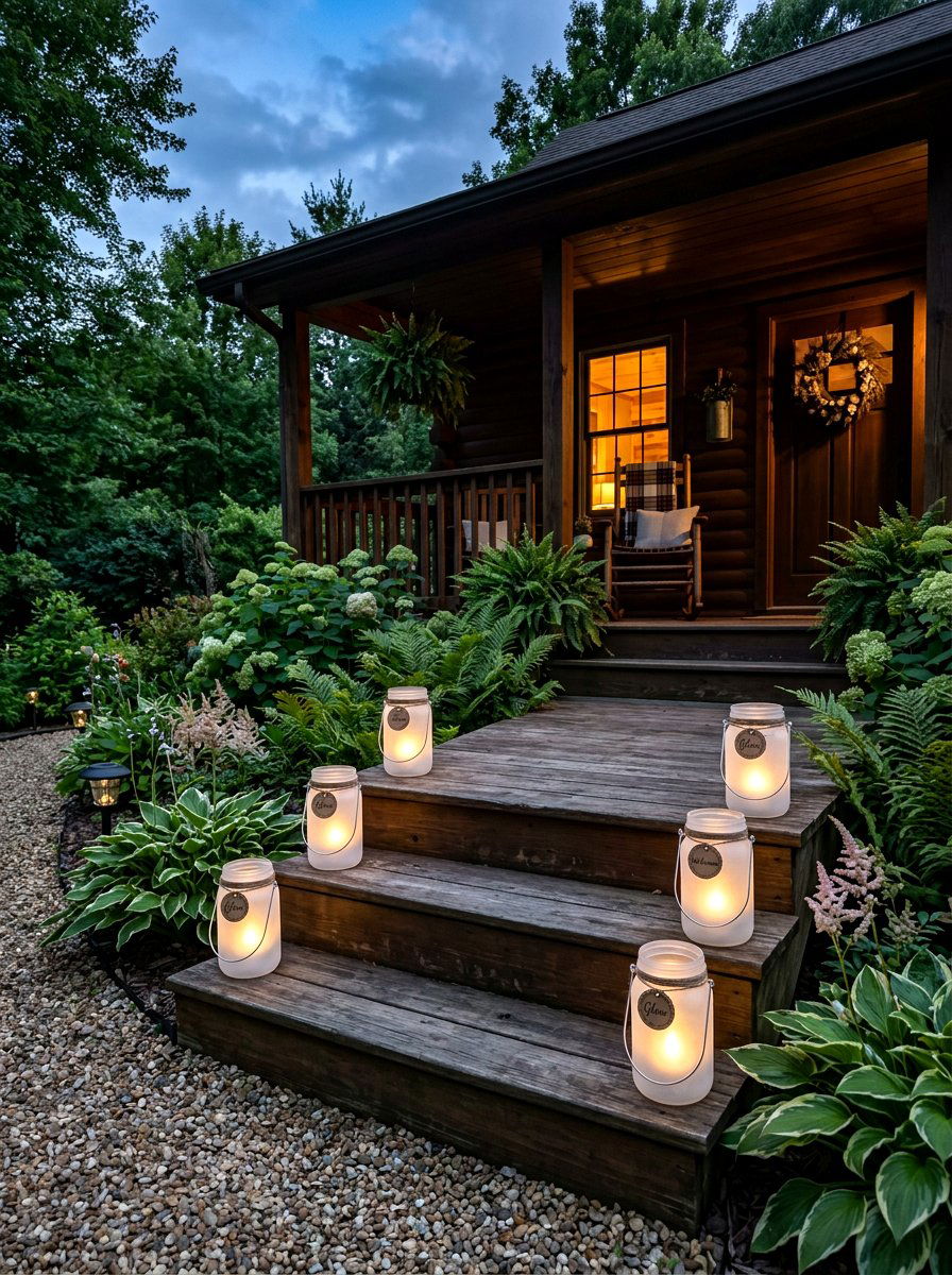 Frosted glass luminaries - 30 front porch winter glow ideas