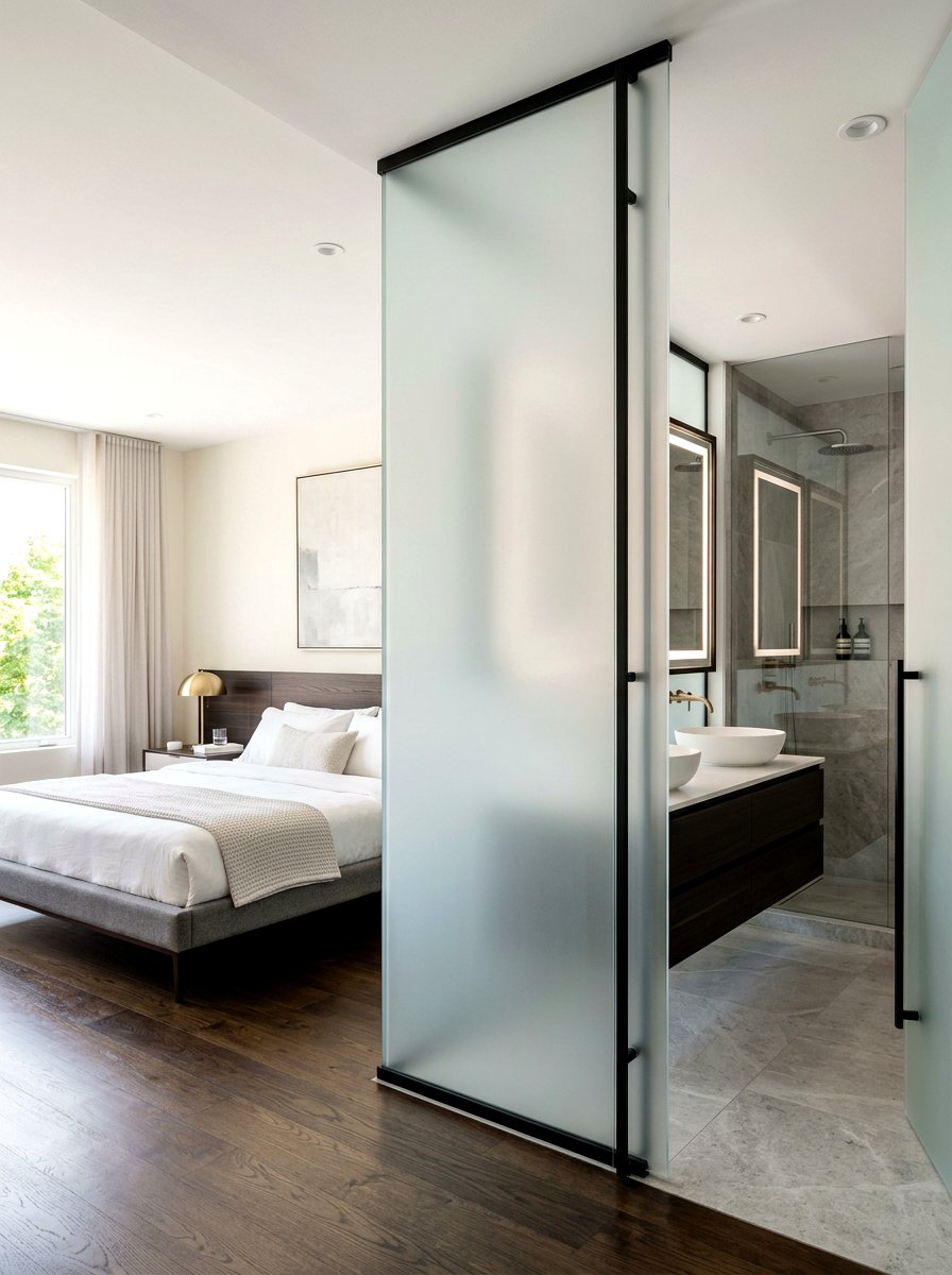 Frosted glass partition - 30 partial divider studio ideas
