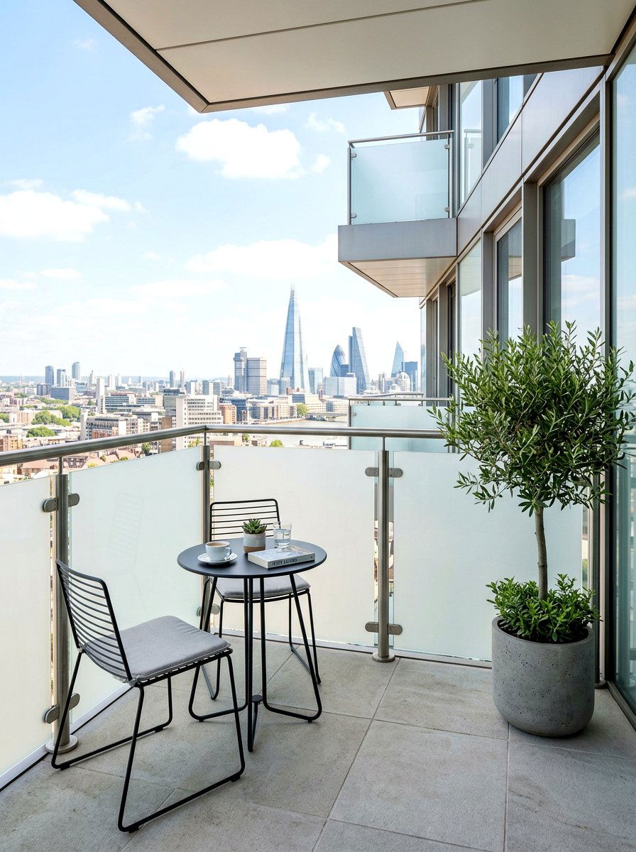 Frosted glass railing - 30 apartment patio privacy ideas