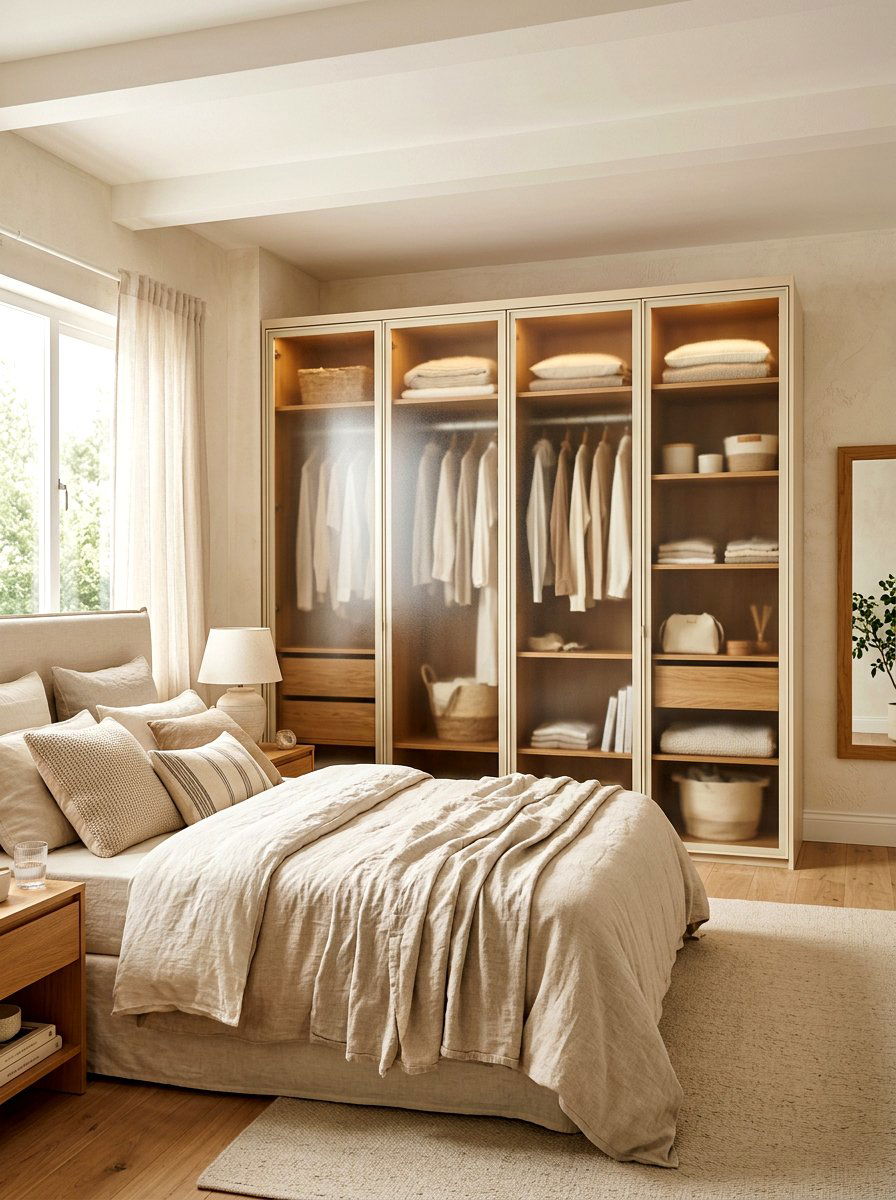 Frosted glass wardrobe - 30 glass front closet ideas