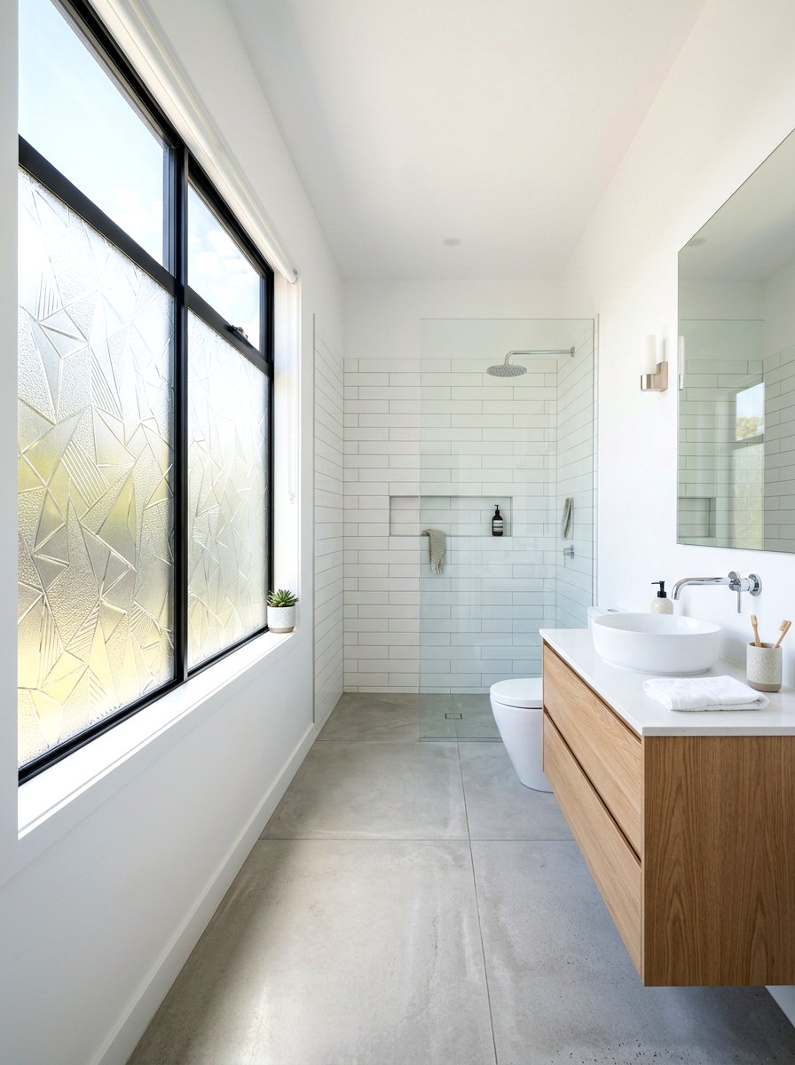 Frosted window film - 30 rental bathroom ideas