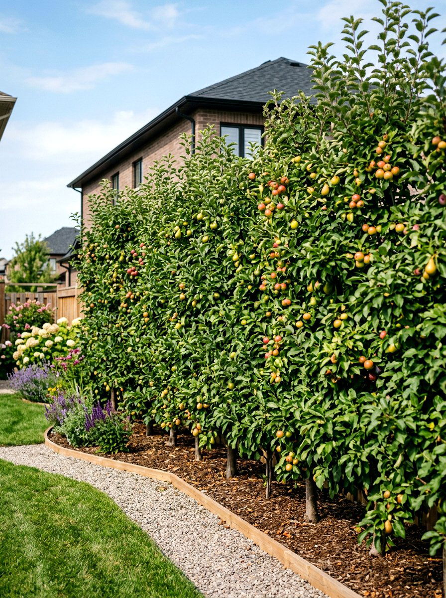 Fruit Tree Privacy Screen - 30 dwarf fruit tree garden ideas