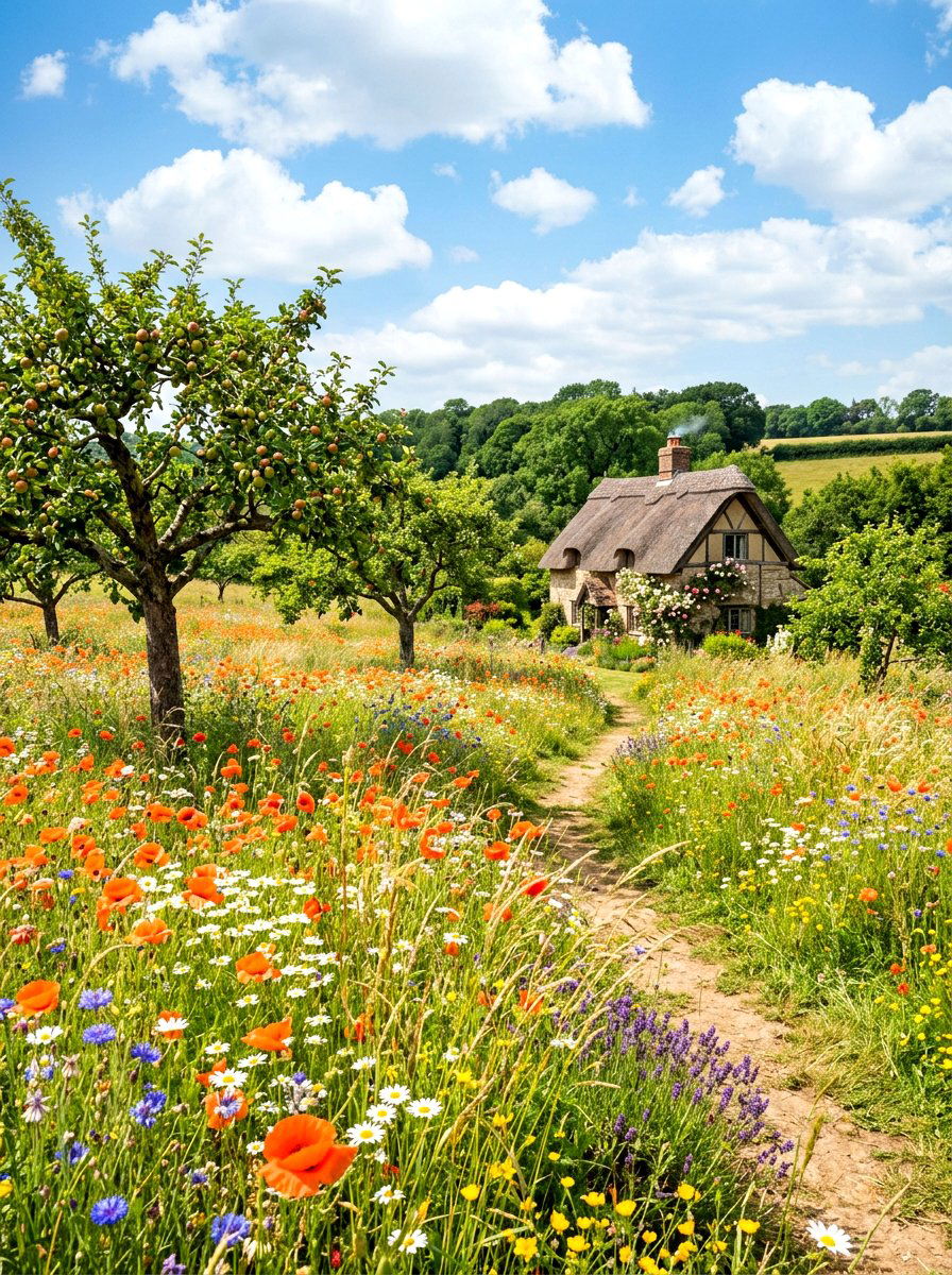 Fruit tree wildflower meadow - 30 orchard backyard aesthetic ideas