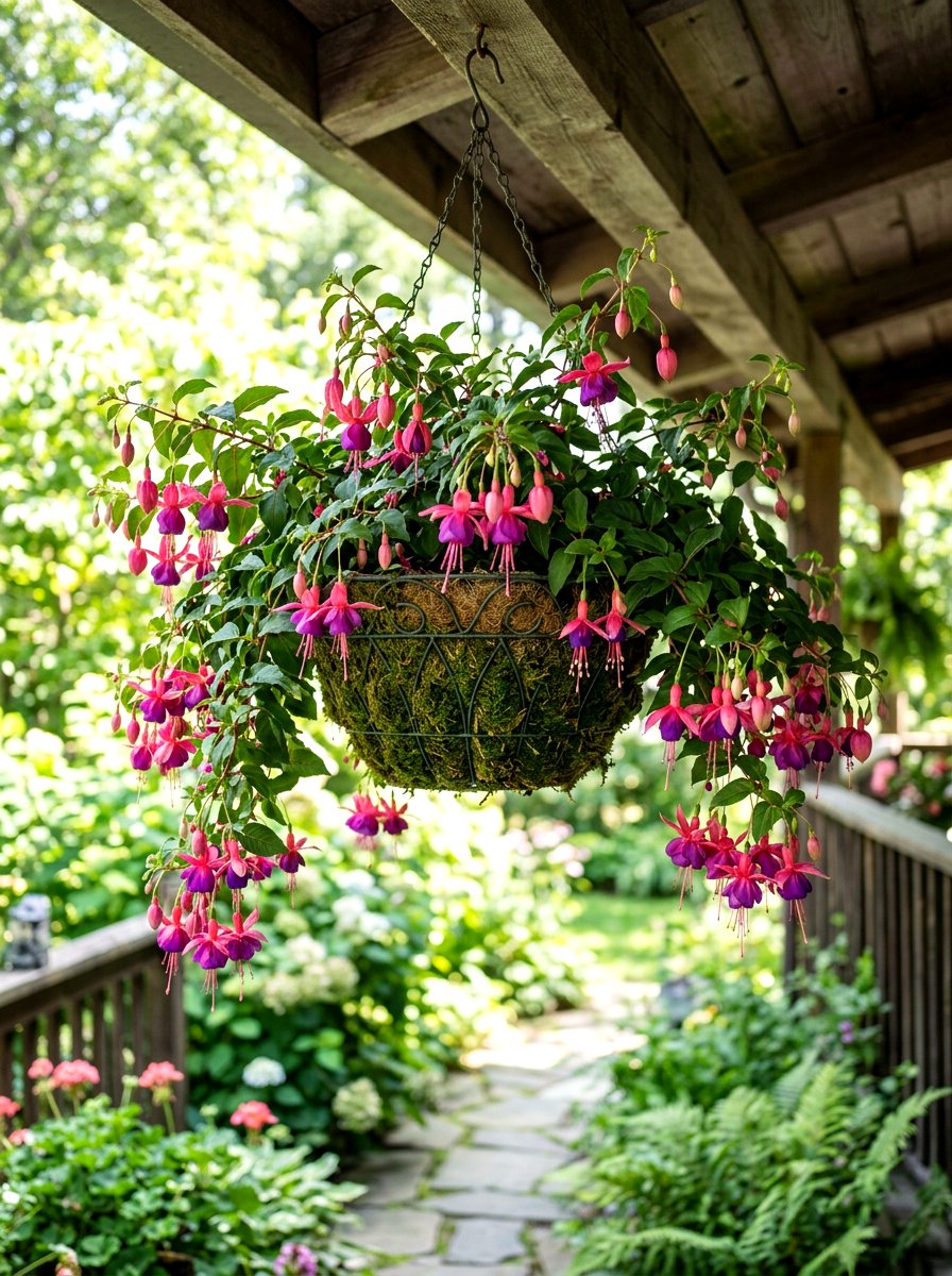 Fuchsia Hanging Basket - 30 shade container garden ideas