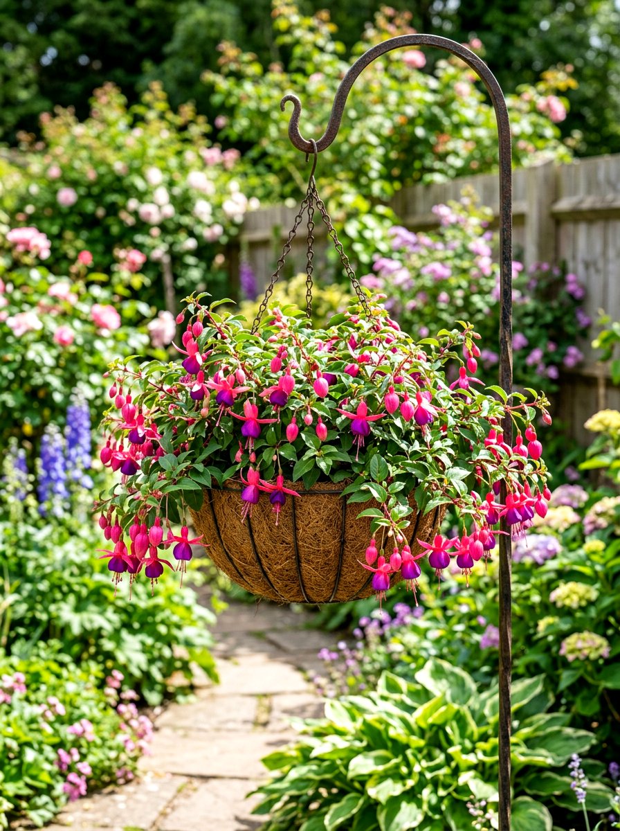 Fuchsia hanging flower basket - 30 hanging flower basket ideas