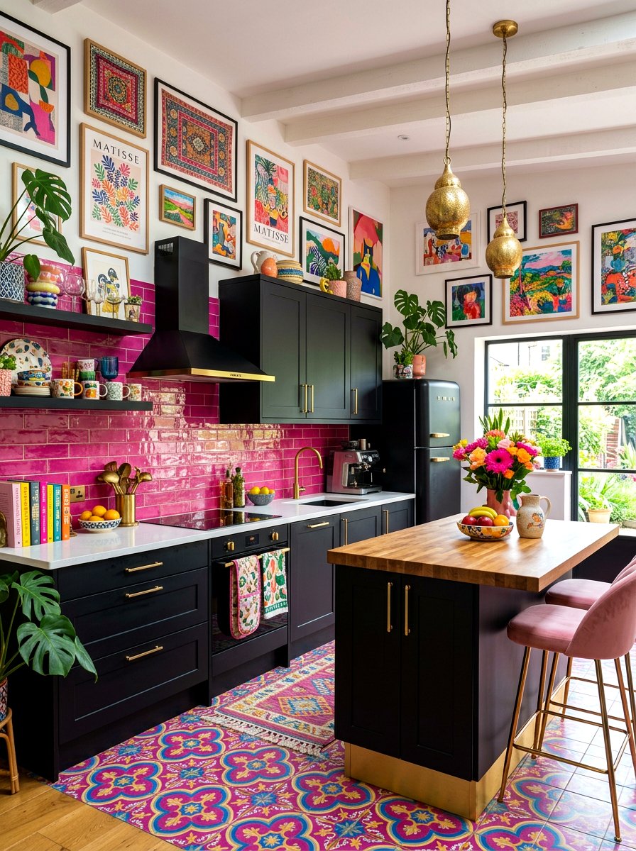 Fuchsia kitchen backsplash - 30 color pop kitchen ideas