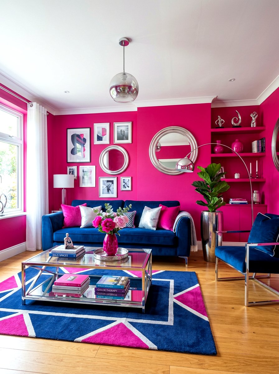 Fuchsia living room - 30 happy color living room ideas