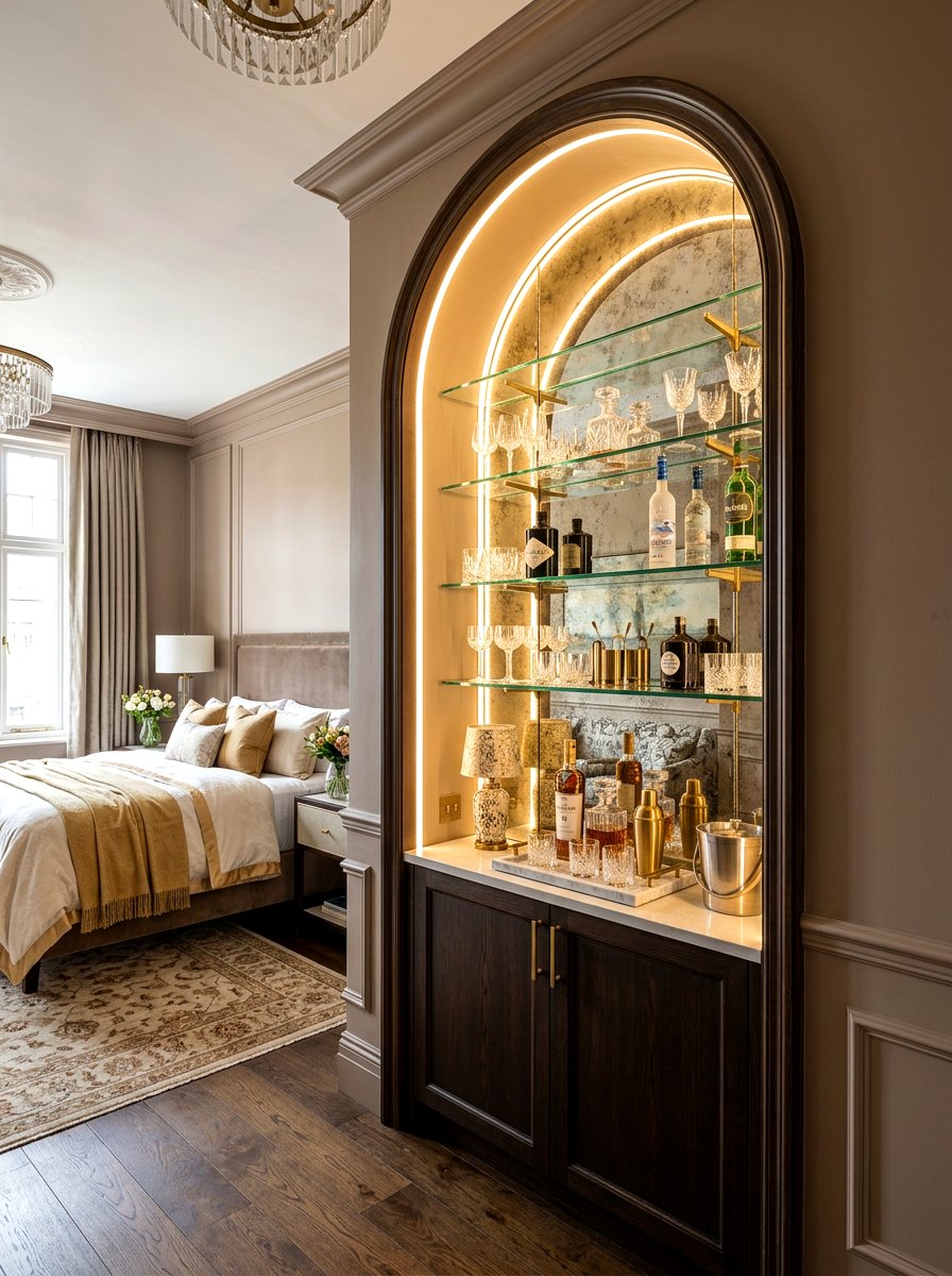 Full Height Mirrored Alcove - 30 antique mirror wall ideas