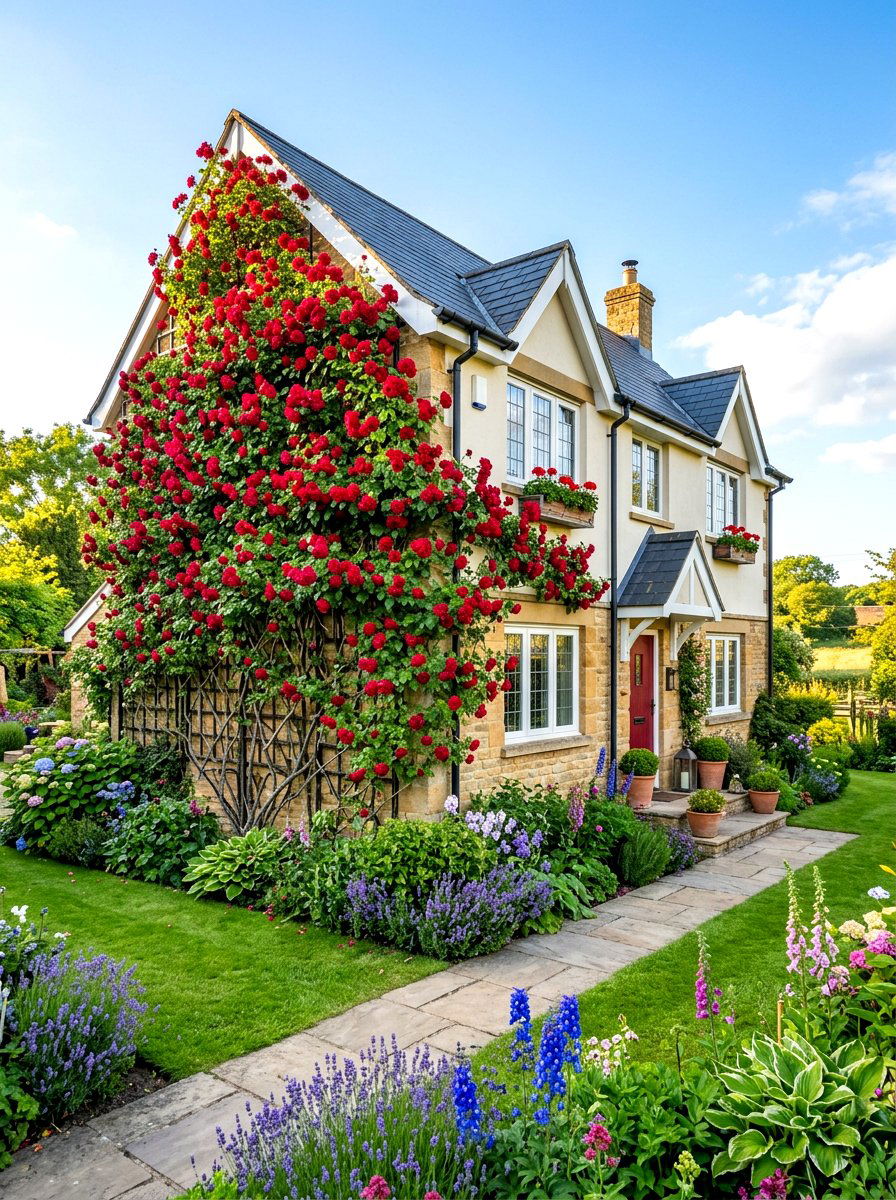 Full Height Trellis - 30 rose trellis wall ideas