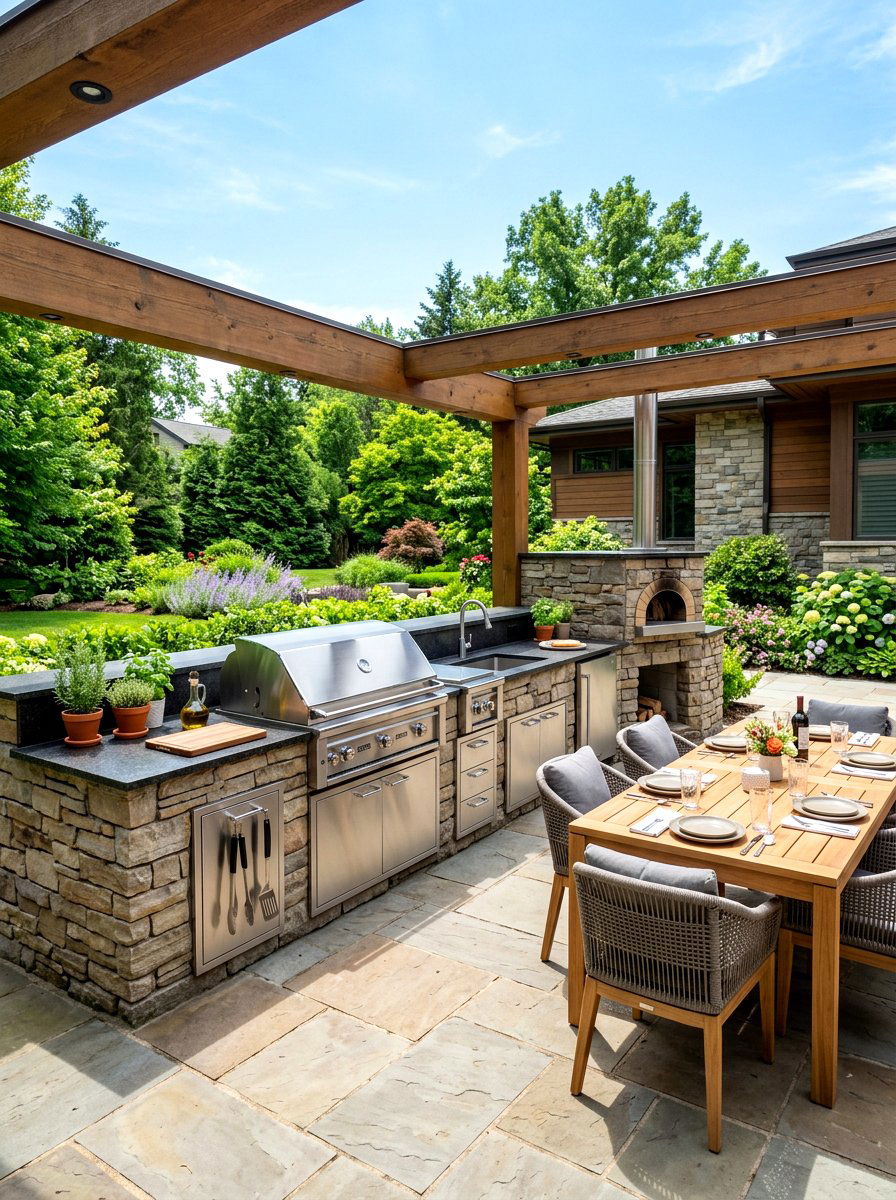 Full Outdoor Kitchen Station - 30 patio decorating ideas