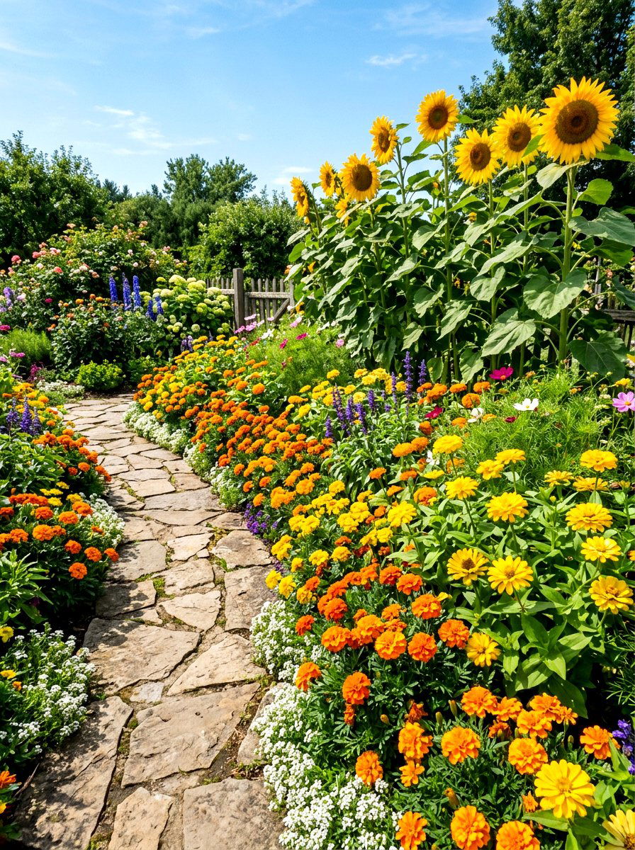 Full Sun Flower Border - 30 summer annual border ideas
