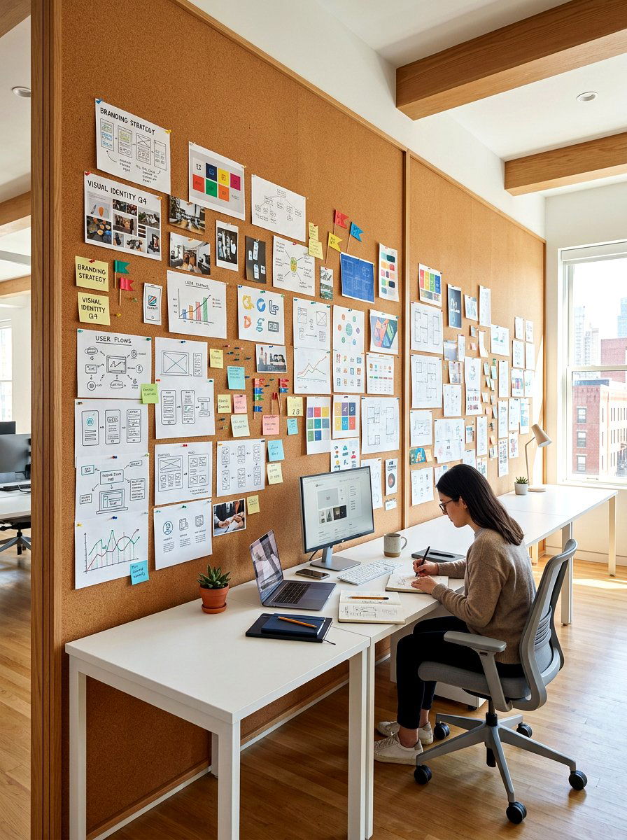 Full Wall Corkboards - 30 home office storage ideas
