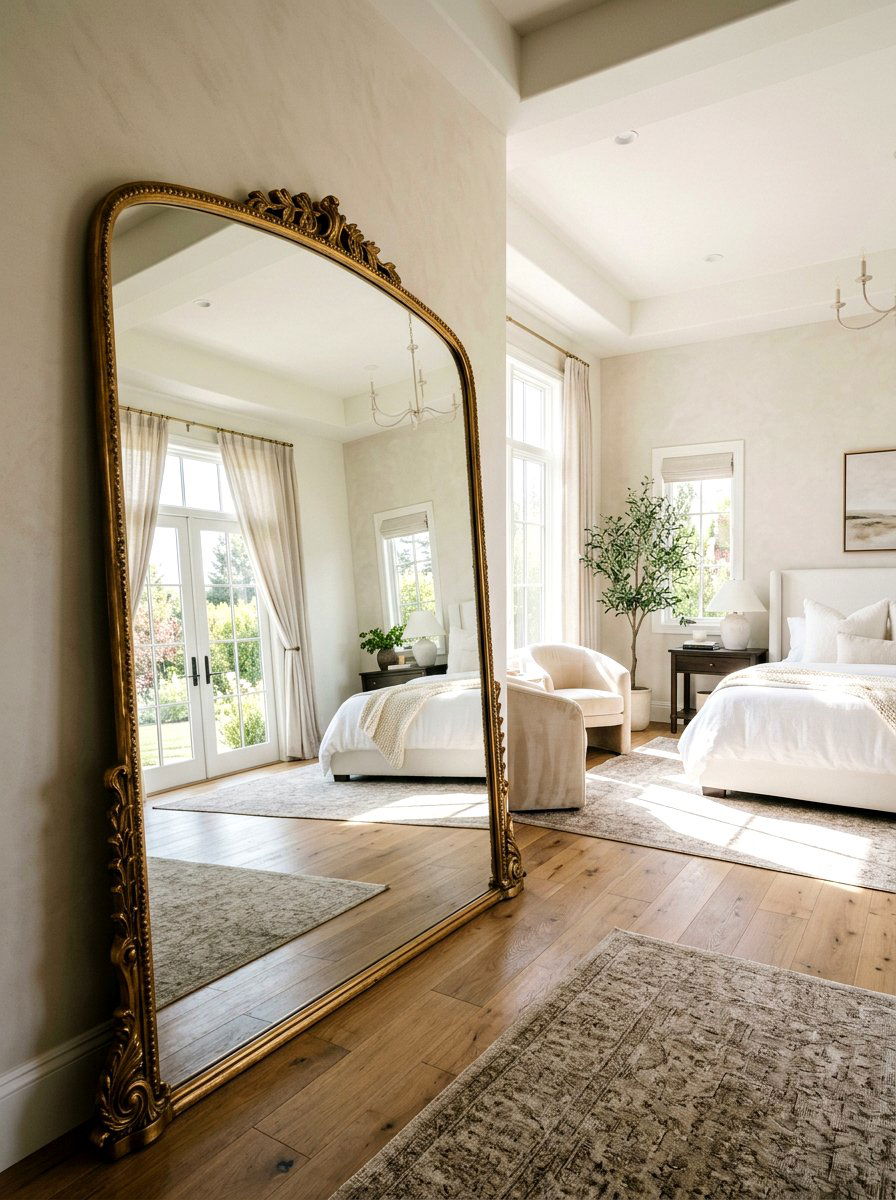 Full length floor mirror - 30 renter friendly decor ideas