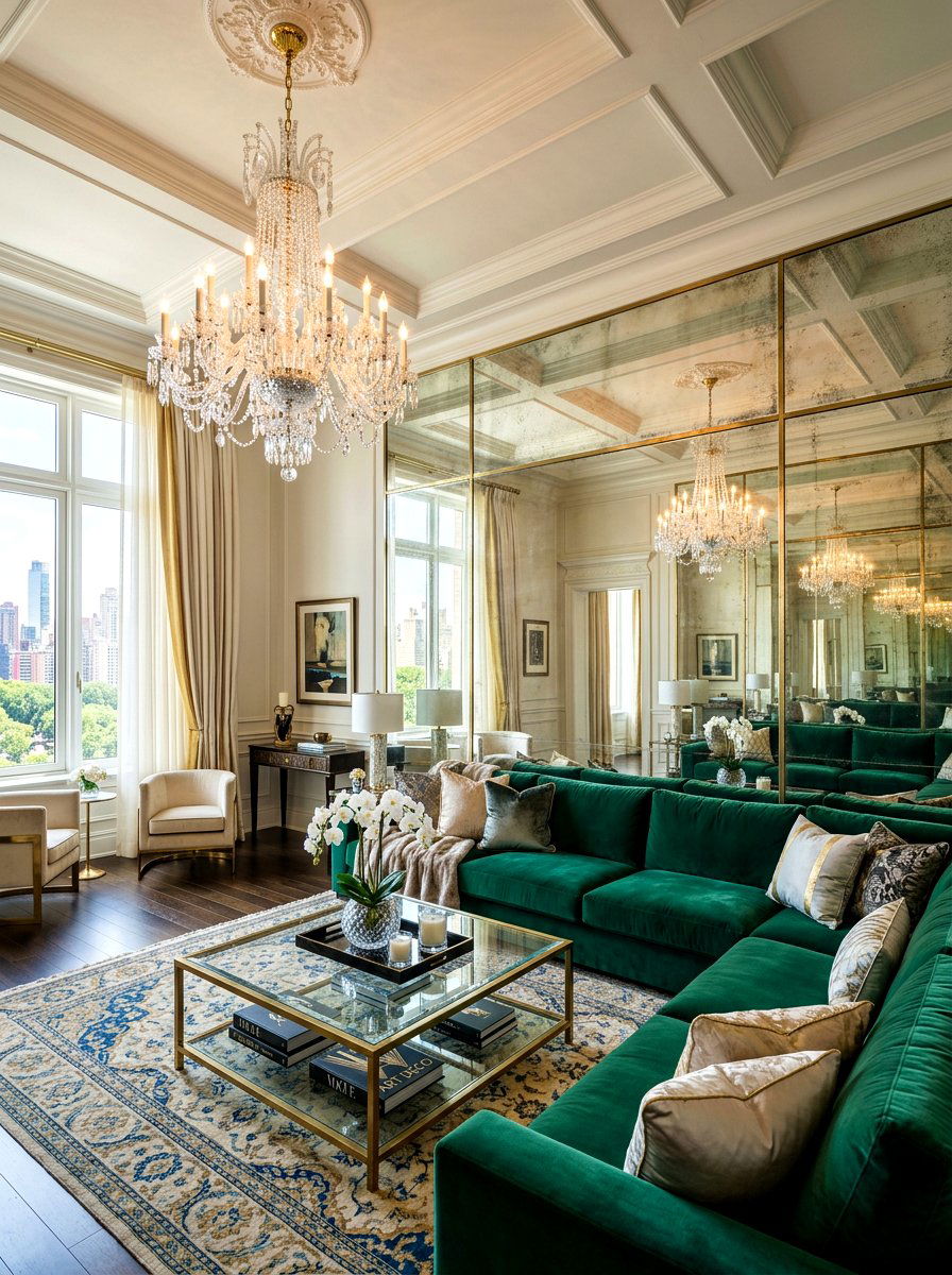 Full mirrored wall - 30 living room wall decor ideas
