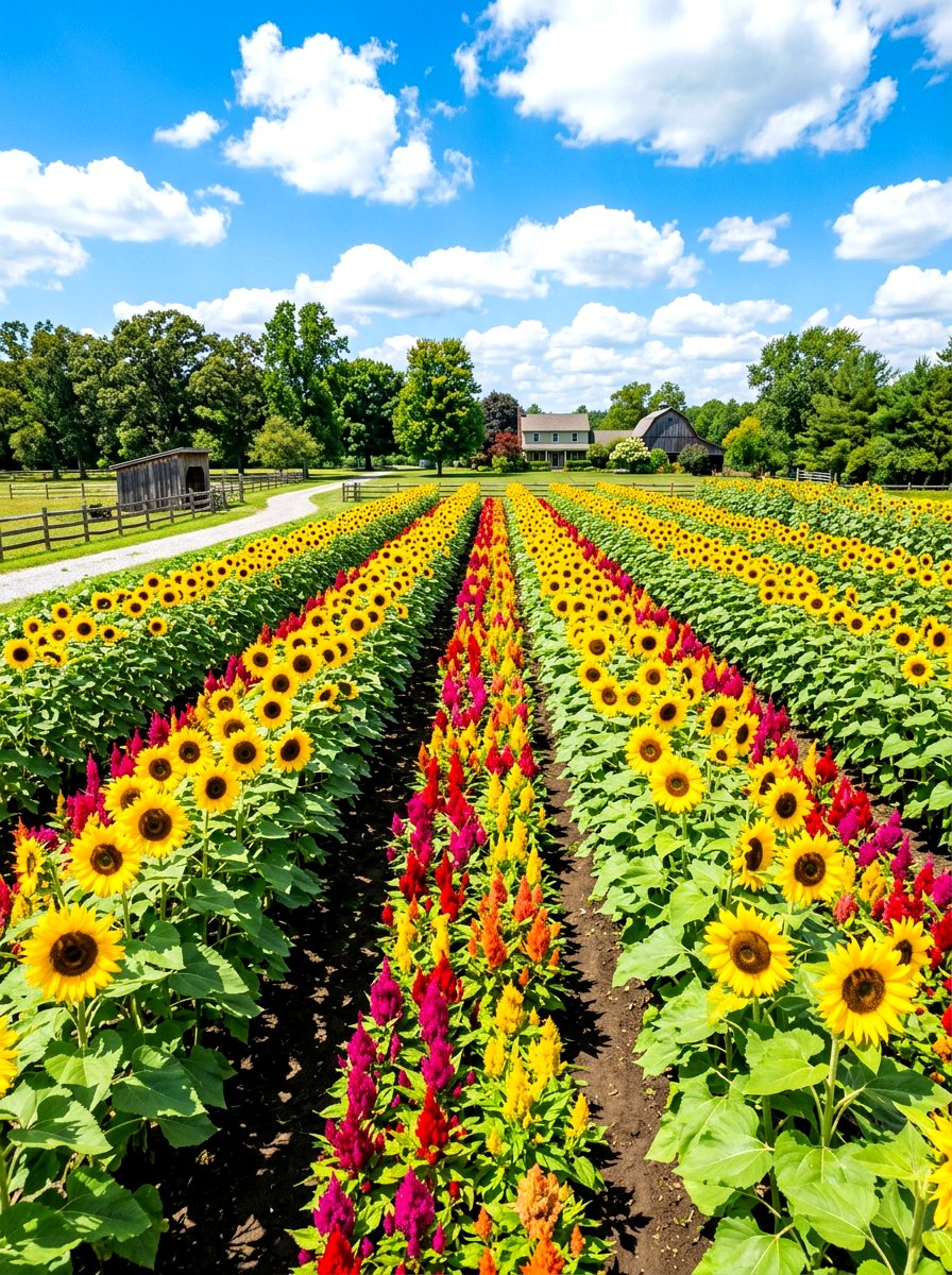 Full sun field - 30 flower farm backyard ideas