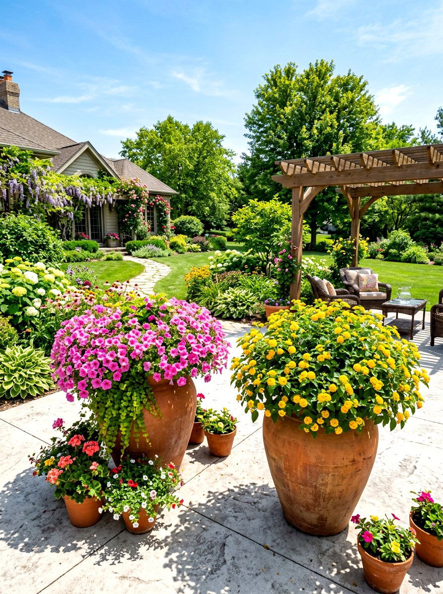 Full sun flower pot - 30 container garden ideas