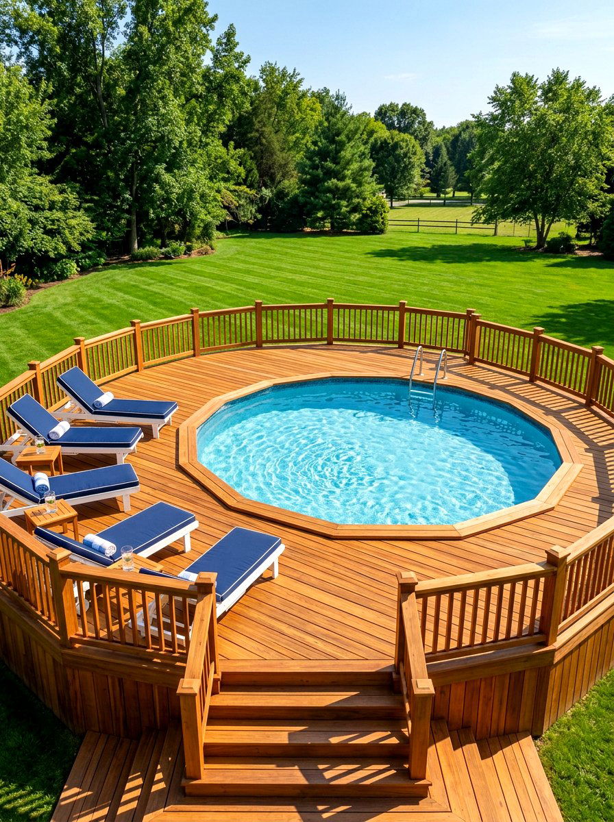 Full wood deck surround - 30 above ground pool ideas