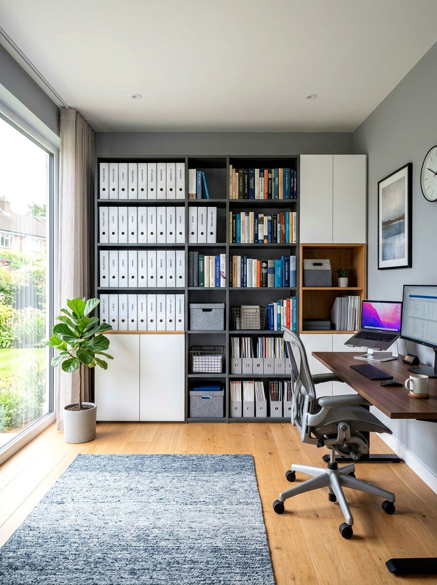 Functional Office Storage System - 30 organizing a bookshelf ideas