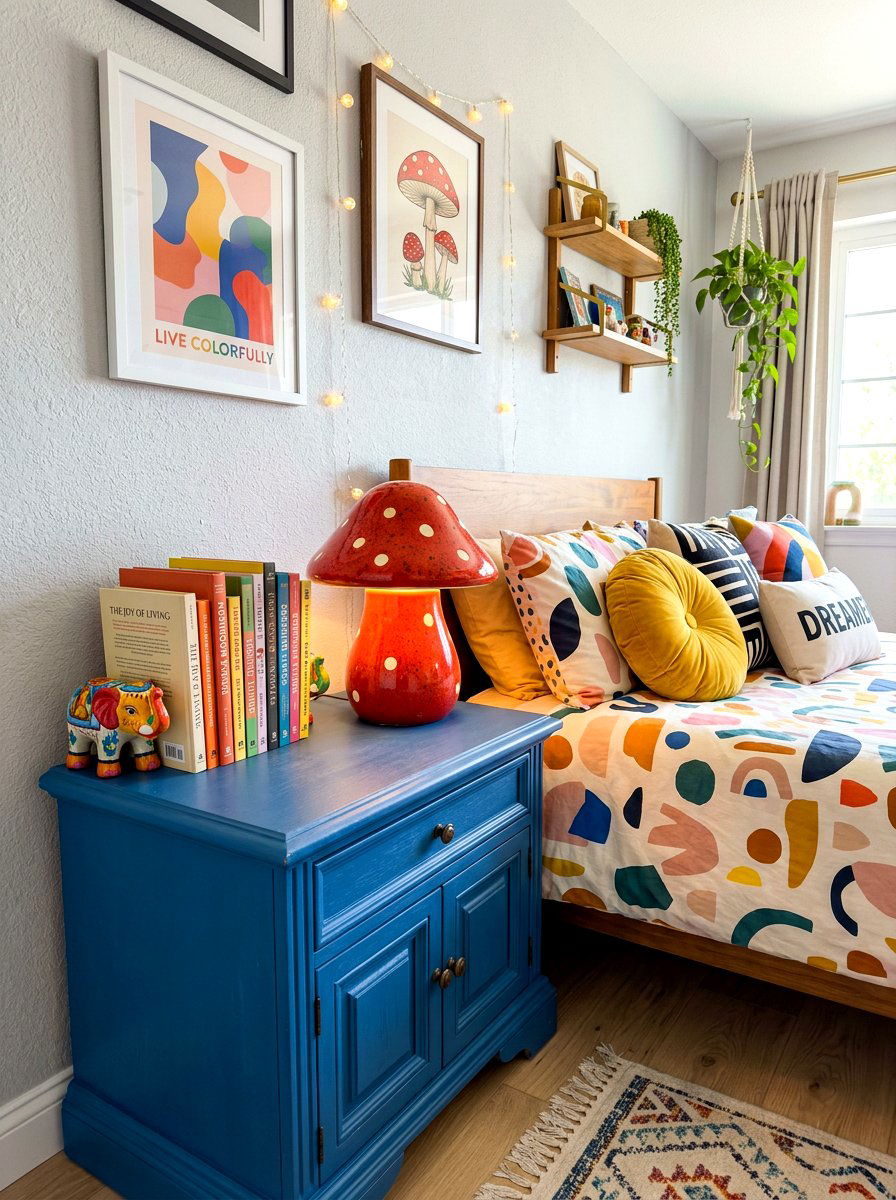 Funky Table Lamp - 30 dopamine bedroom ideas