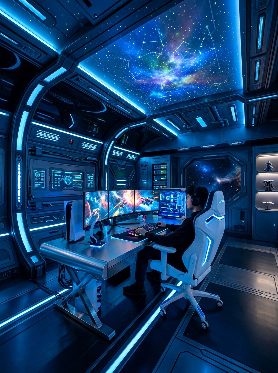 Futuristic Sci Fi Gaming Room - 30 game room ideas