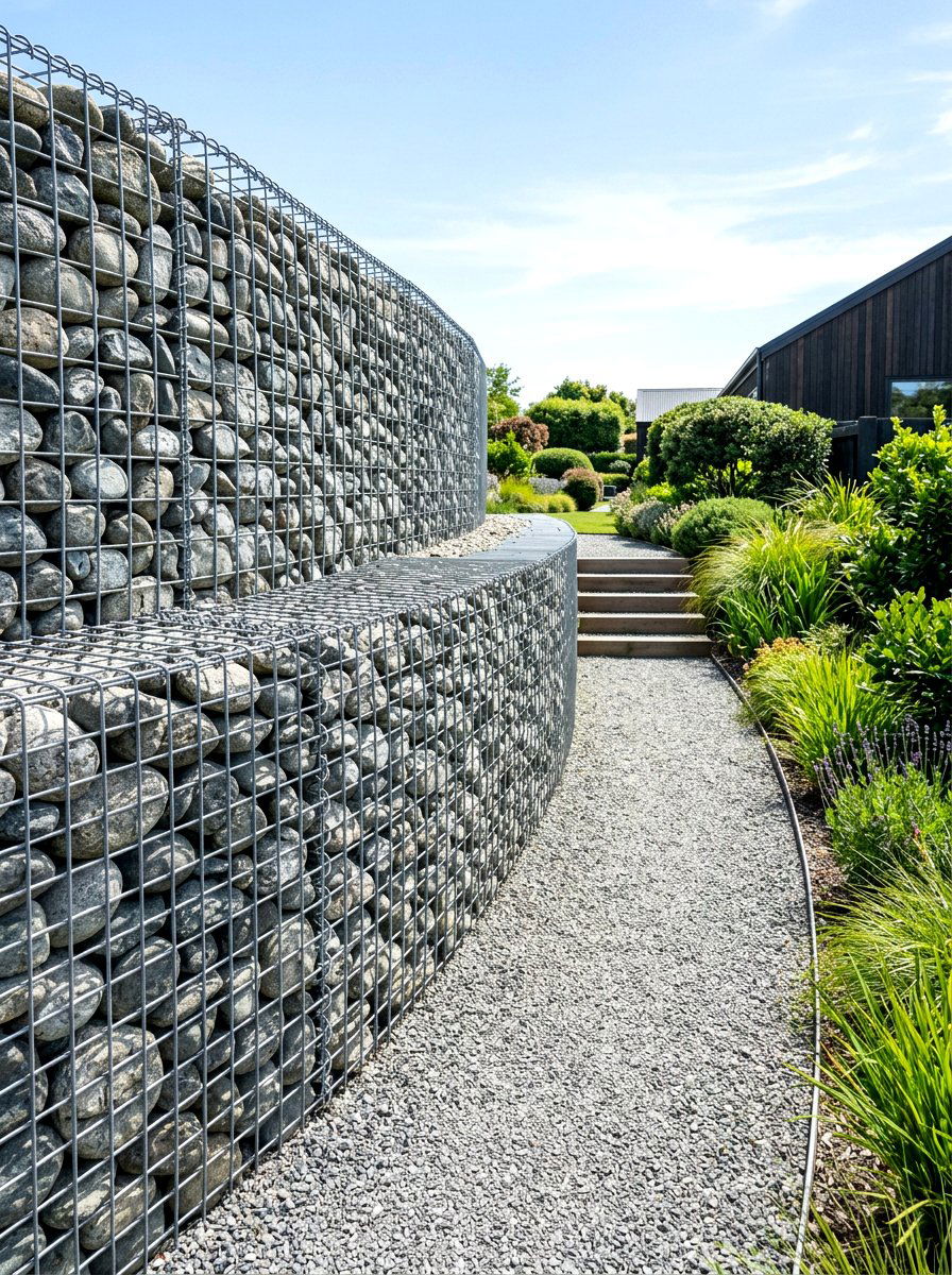 Gabion Basket Wall - 30 retaining wall ideas
