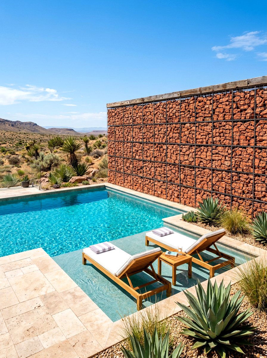 Gabion Privacy Wall - 30 pool privacy ideas