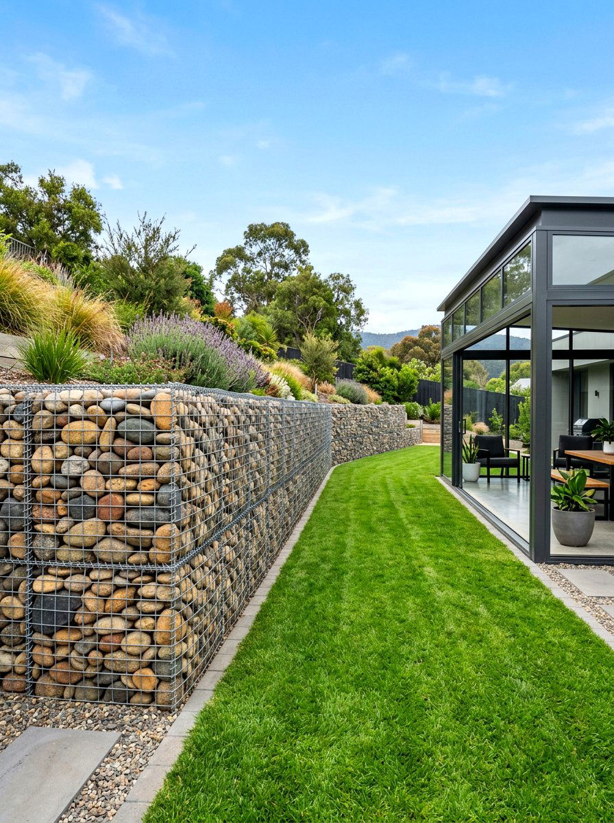 Gabion Retaining Wall - 30 decorative stone ideas