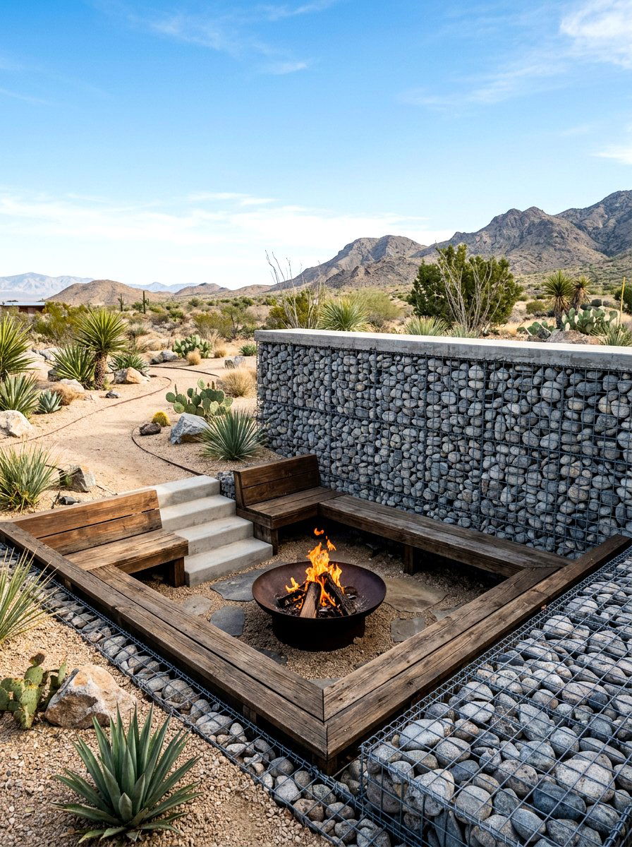 Gabion Stone Wall - 30 outdoor room divider ideas