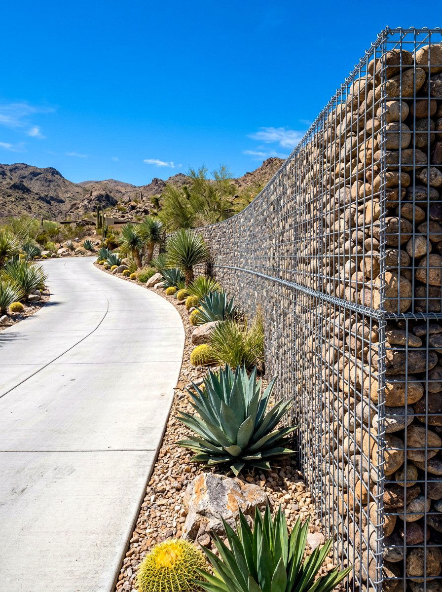 Gabion Wall - 30 front yard privacy ideas
