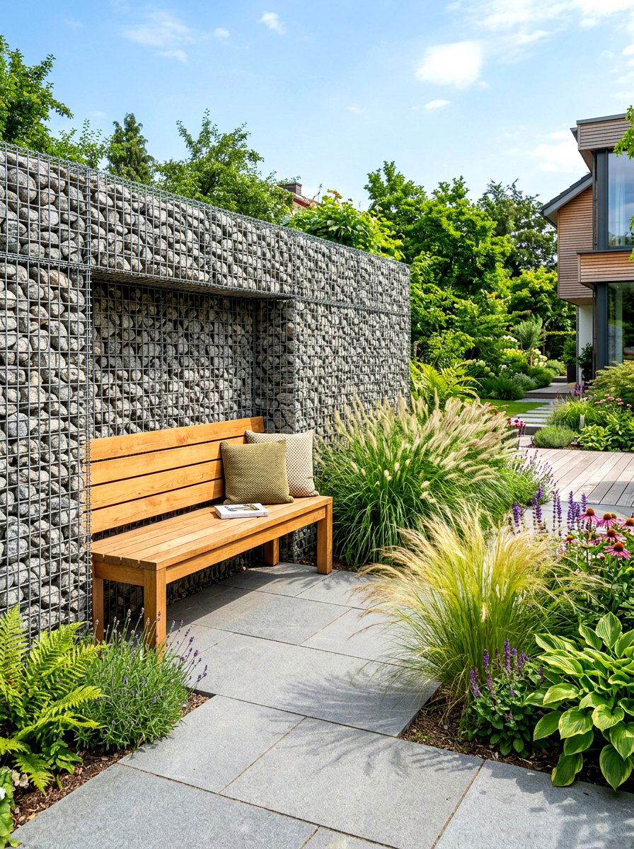 Gabion Wall - 30 patio accent wall ideas