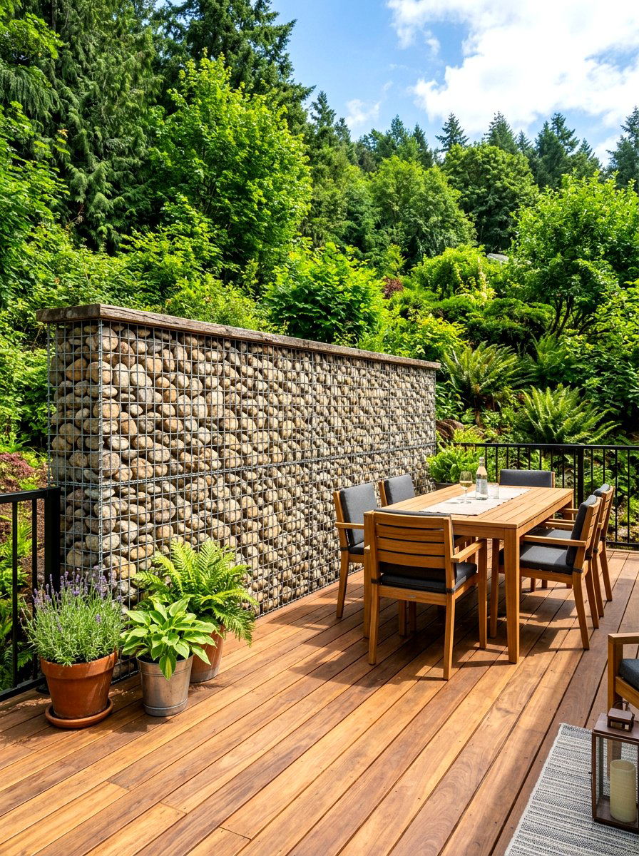 Gabion Wall Deck Privacy - 30 deck privacy ideas
