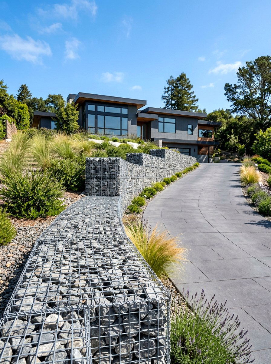 Gabion Wall Driveway Border - 30 driveway border ideas