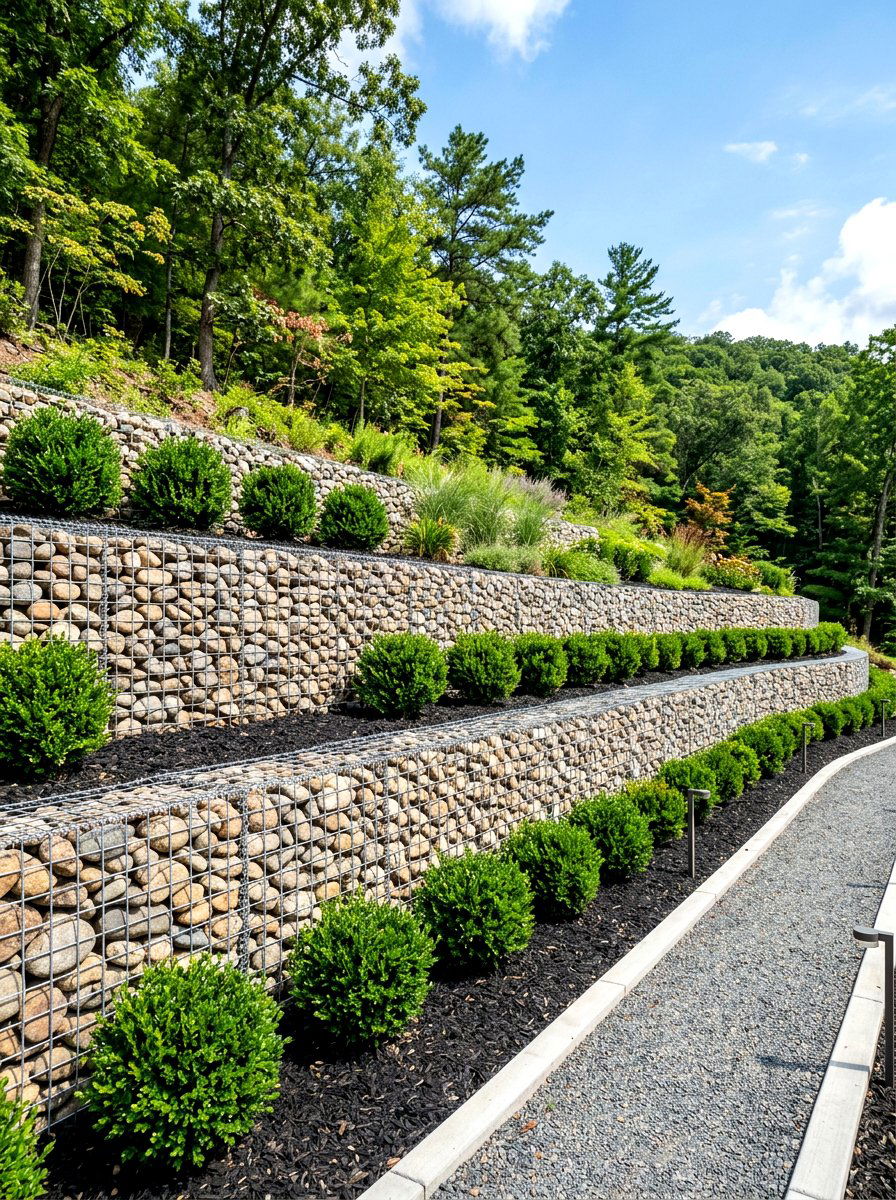 Gabion Wall For Slope - 30 sloped yard landscaping ideas