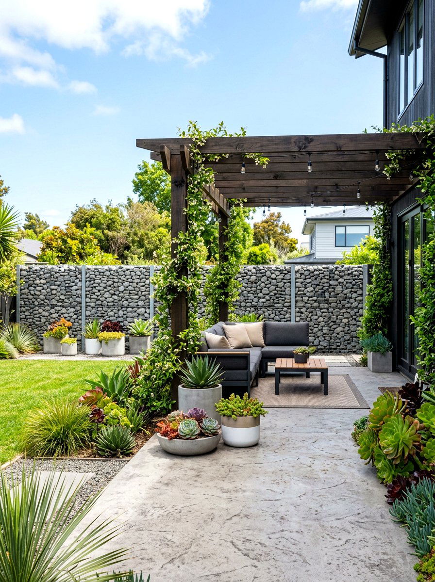 Gabion Wall Garden Fence - 30 small yard fence ideas