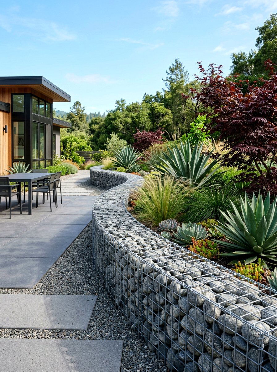 Gabion garden wall - 30 garden edging ideas