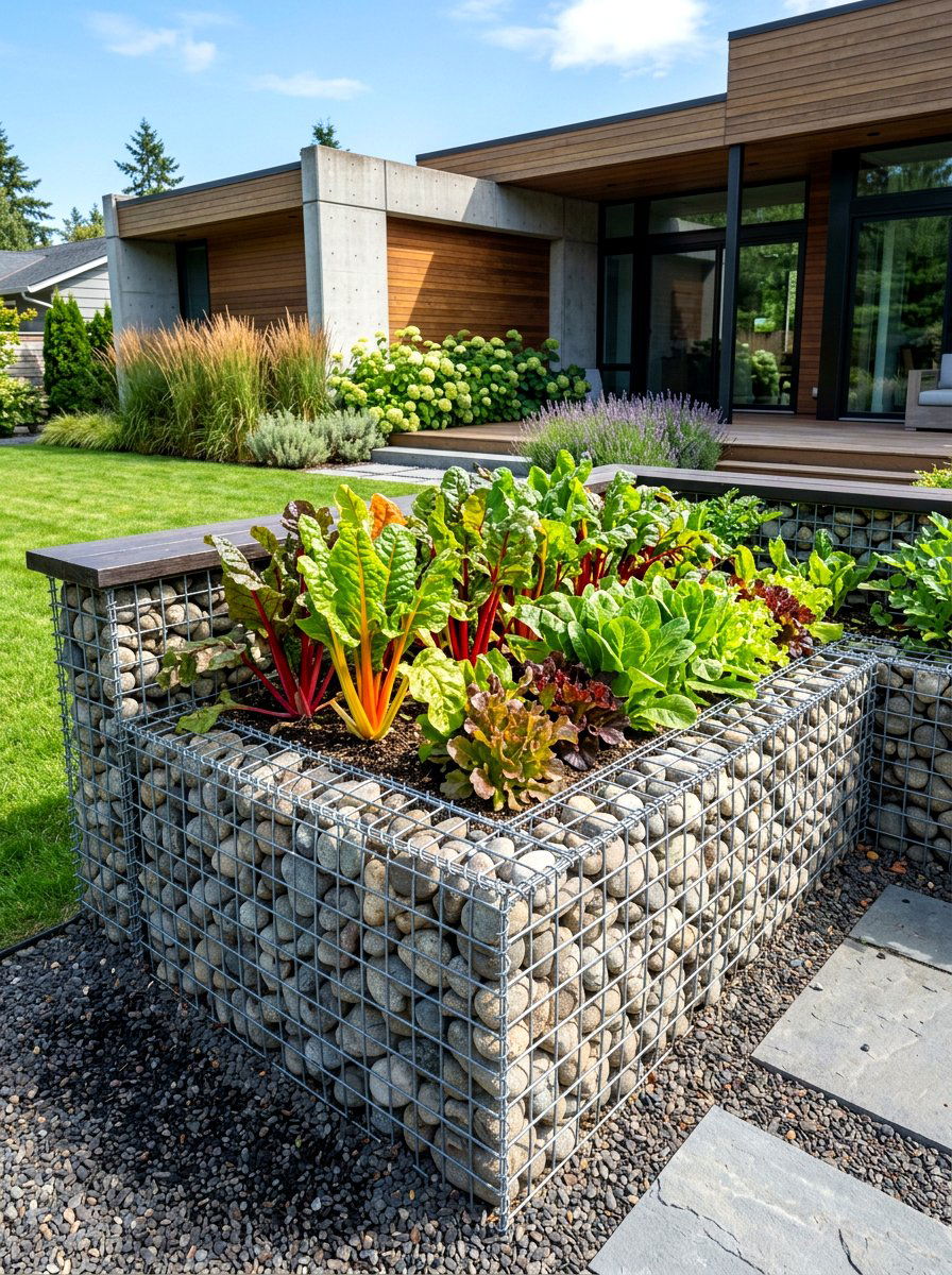 Gabion raised beds - 30 raised vegetable garden ideas