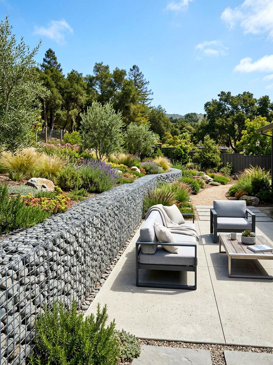 Gabion wall garden - 30 walled garden backyard ideas