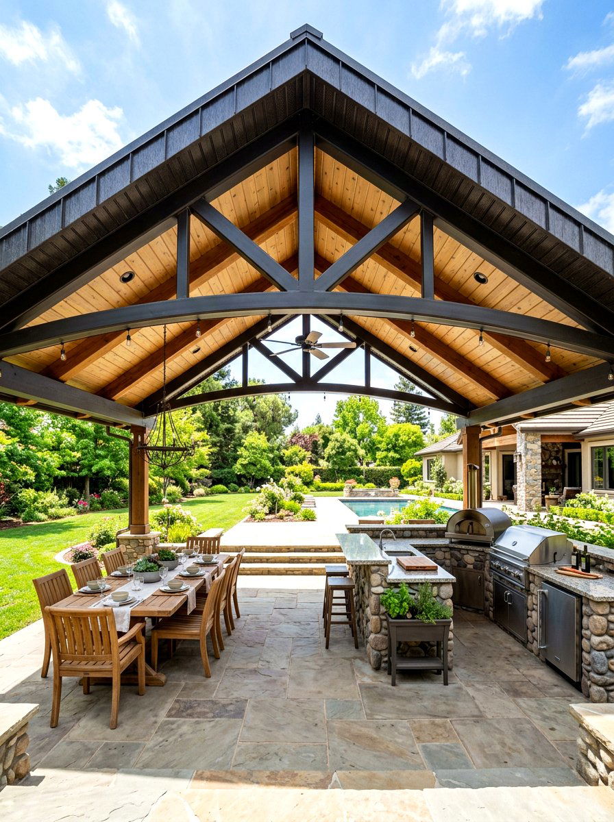 Gable metal patio cover roof - 30 metal patio cover ideas