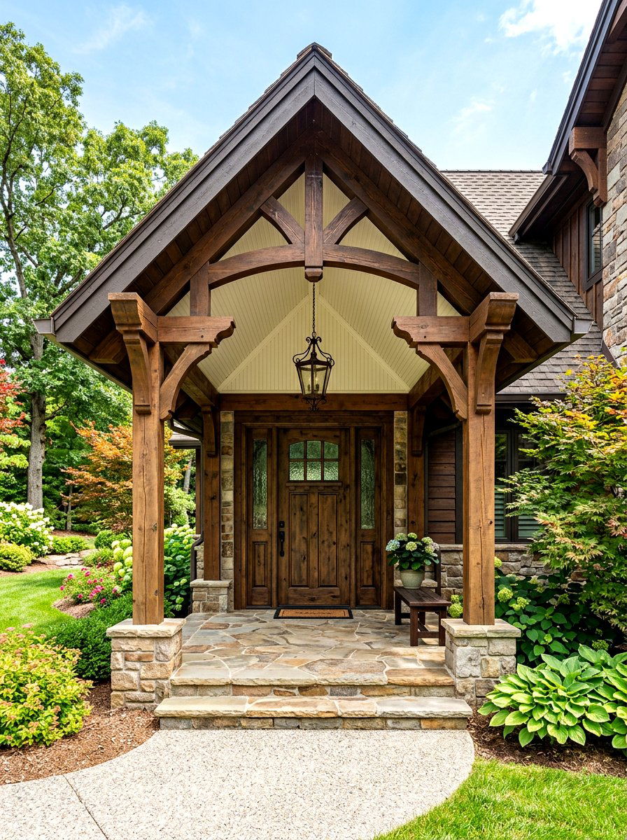 Gabled Porch Entrance - 30 English cottage front porch ideas