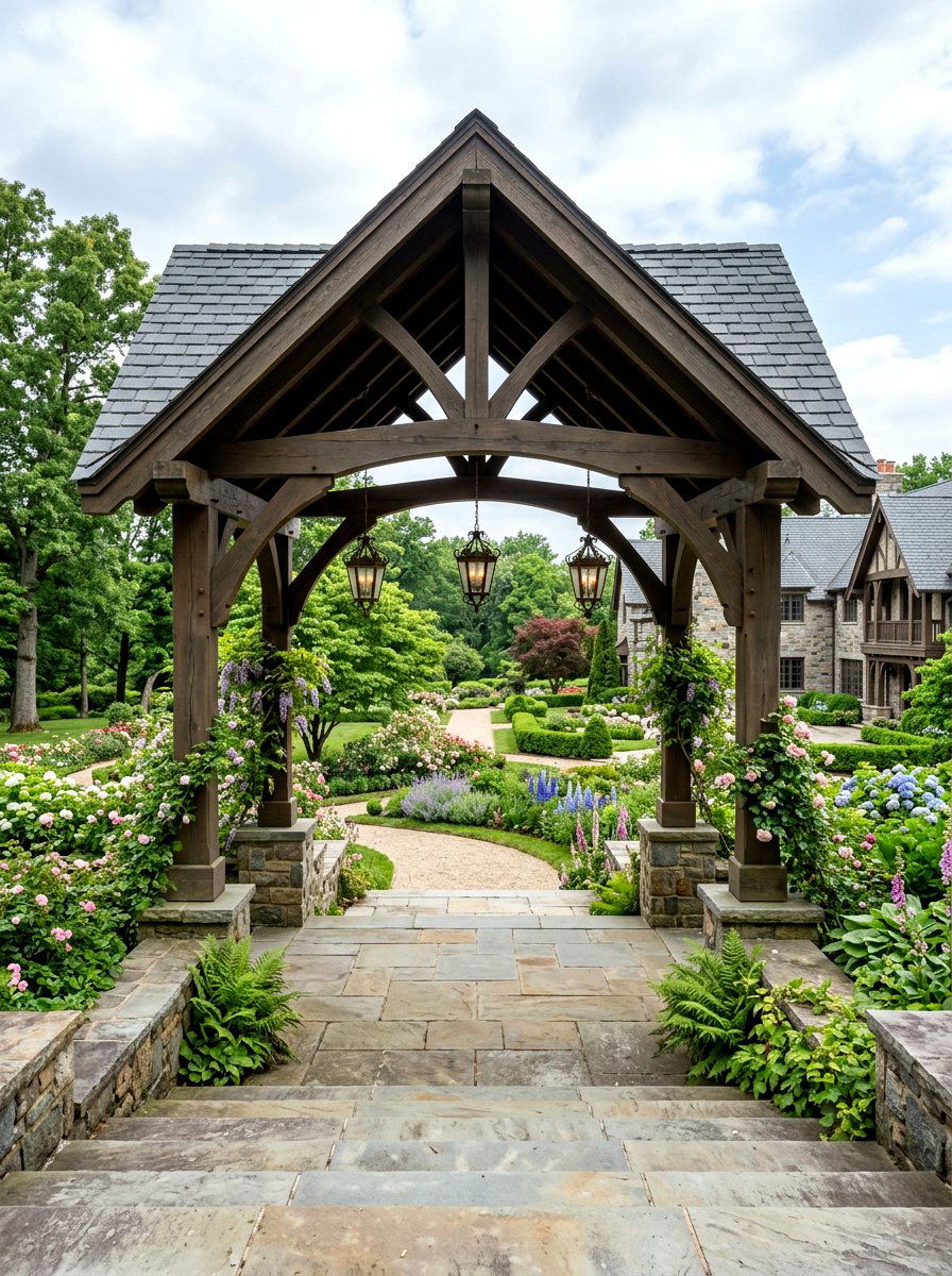 Gabled Roof Arbor - 30 garden arbor ideas