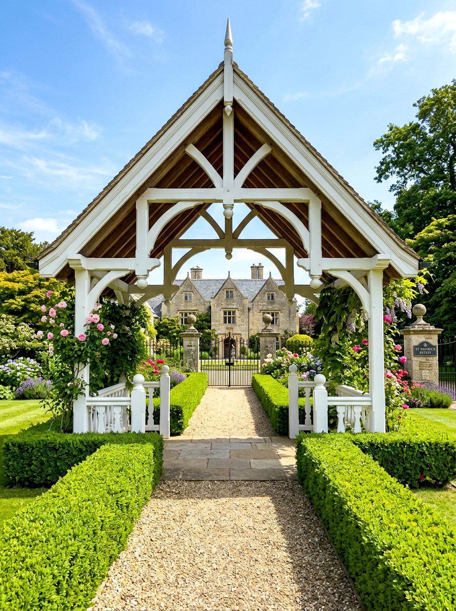 Gabled Roof Arbor - 30 arbor walkway ideas