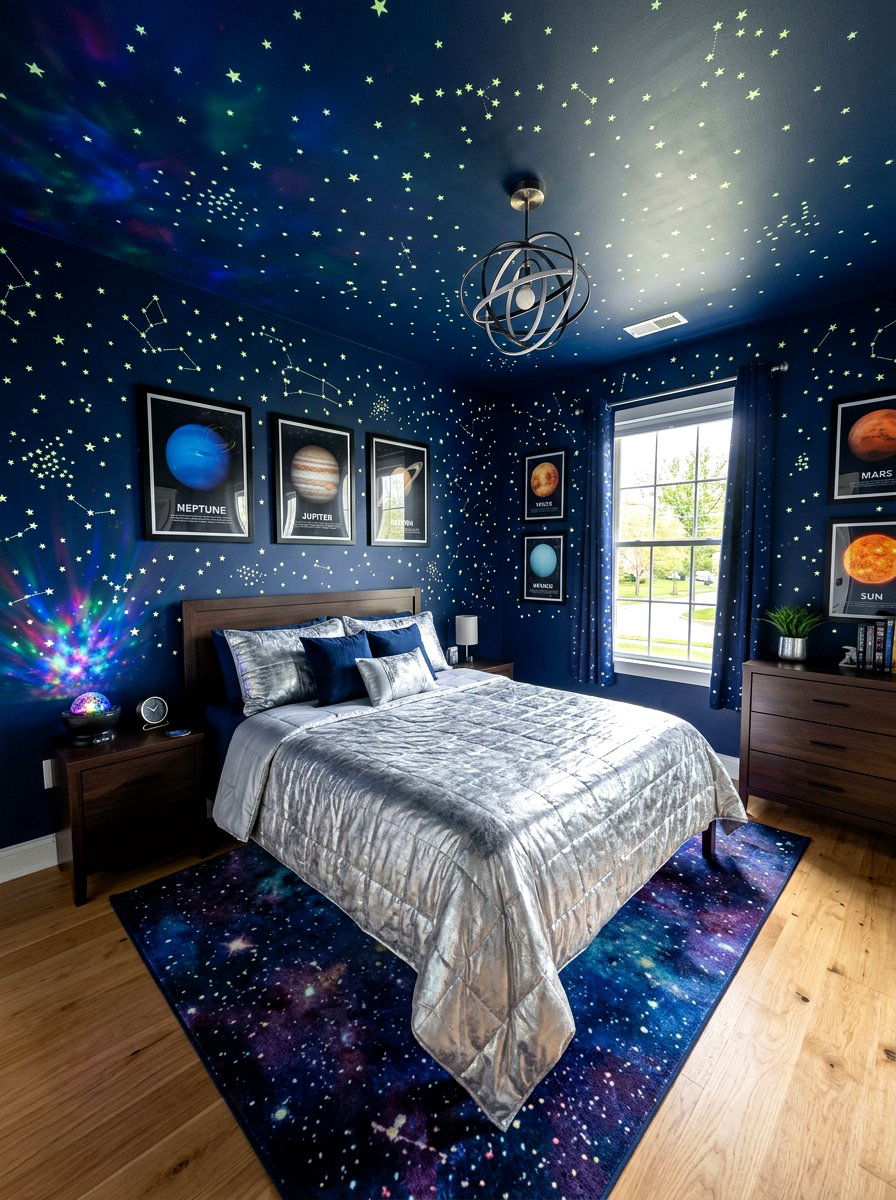 Galaxy Theme Bedroom - 30 teen bedroom ideas