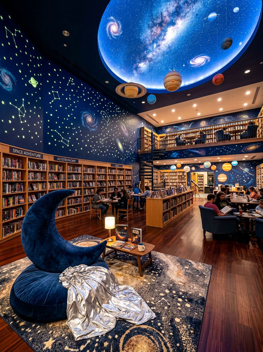 Galaxy Theme Library - 30 kids reading nook ideas