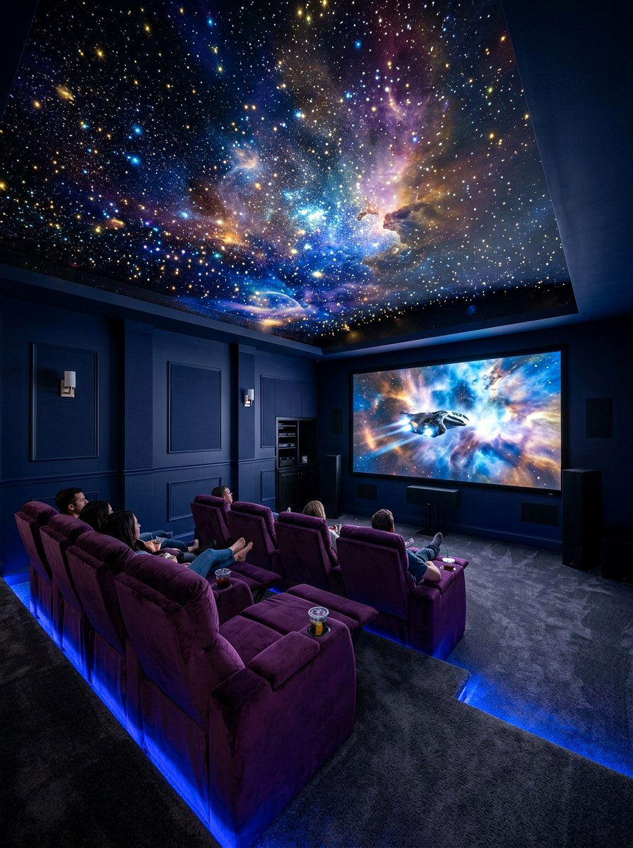 Galaxy ceiling mural - 30 ceiling mural ideas