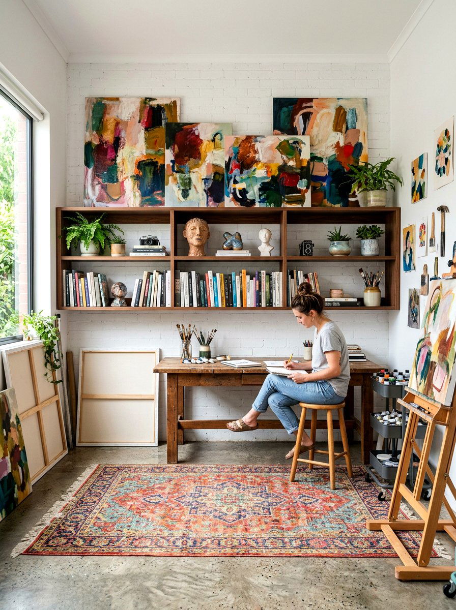 Gallery Style Shelf - 30 real bookshelf decor ideas