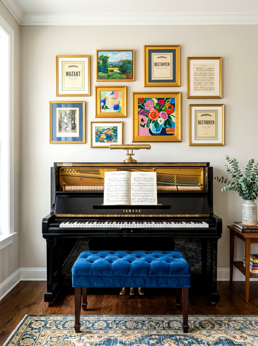 Gallery Wall Above Piano - 30 piano corner ideas