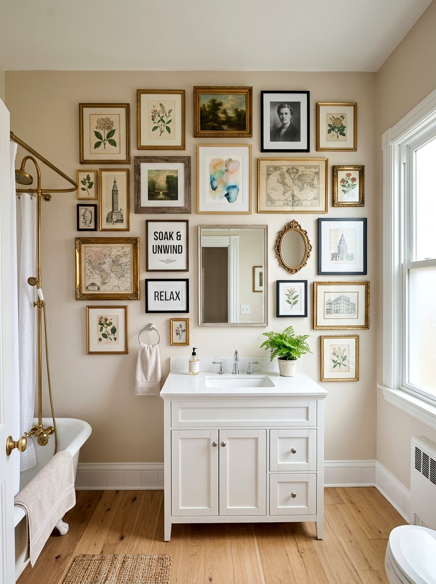 Gallery Wall Bathroom Decor - 30 eclectic bathroom ideas